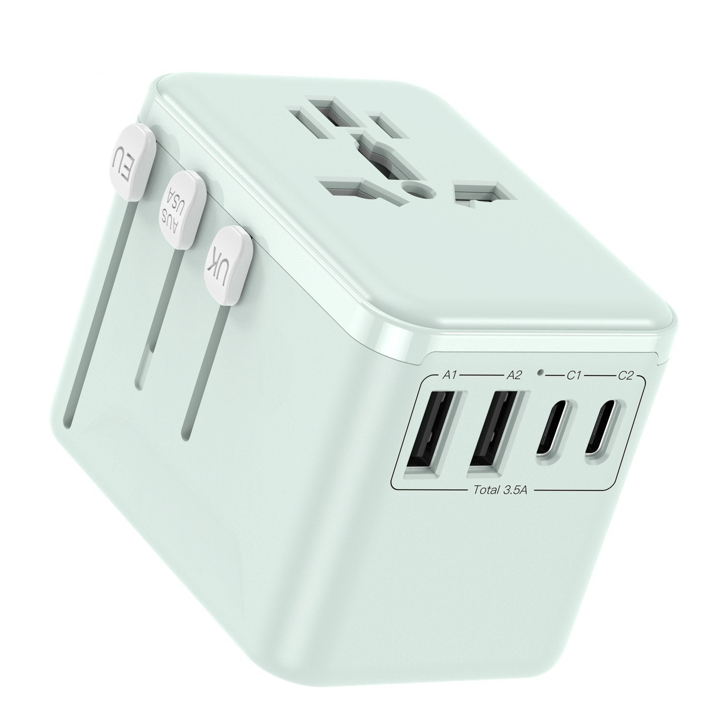 Universal Travel Adapter with Fast Charging – 2 Type-C + 2 USB-A Ports