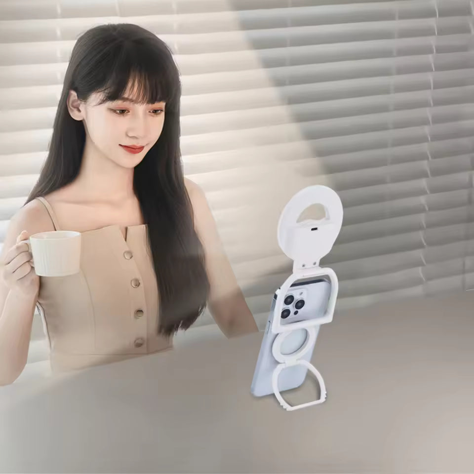 Foldable Magnetic Phone Stand with Fill Light