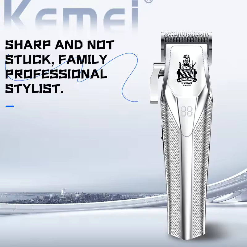 Kemei KM-1770 Electric Hair Clipper Man Professional Rechargeable Wireless Hair Cutting Machine Alloy Body Hair Trimmer Home Shaver