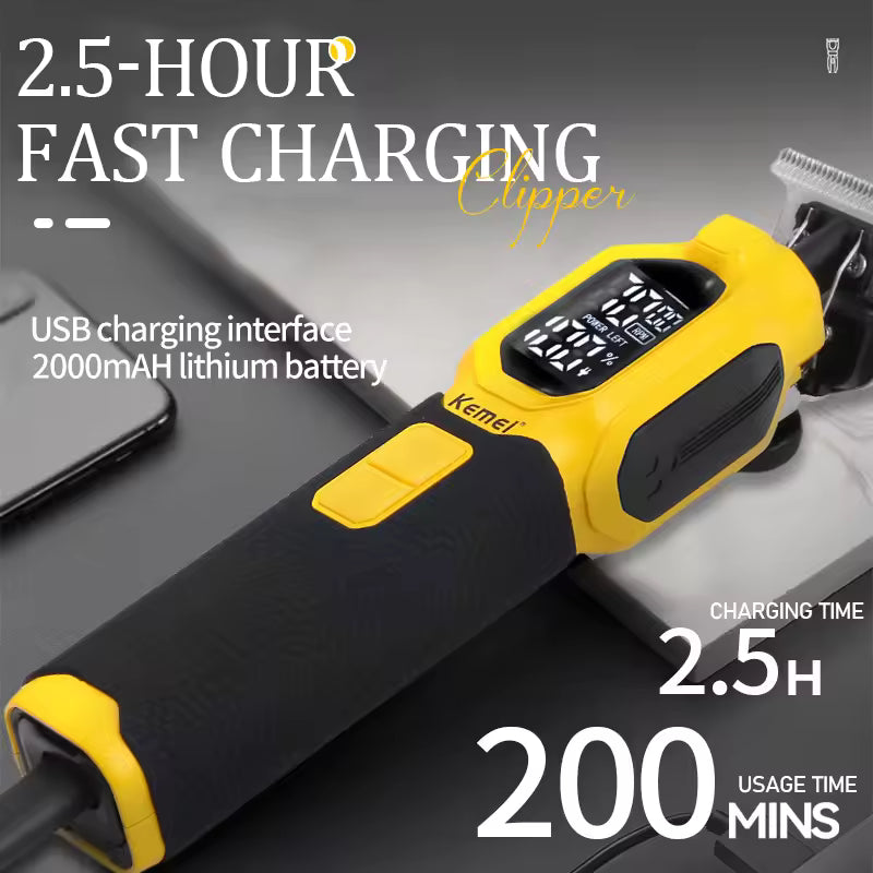 Kemei KM-1878 New Bumblebee Fashion Haircutting Scissors 3-in-1 Replaceable Cutter Head Electric Hair Clipper Carving Scissors