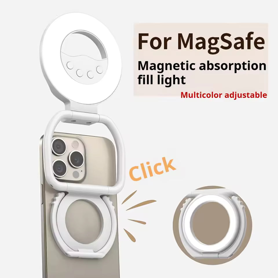 Foldable Magnetic Phone Stand with Fill Light