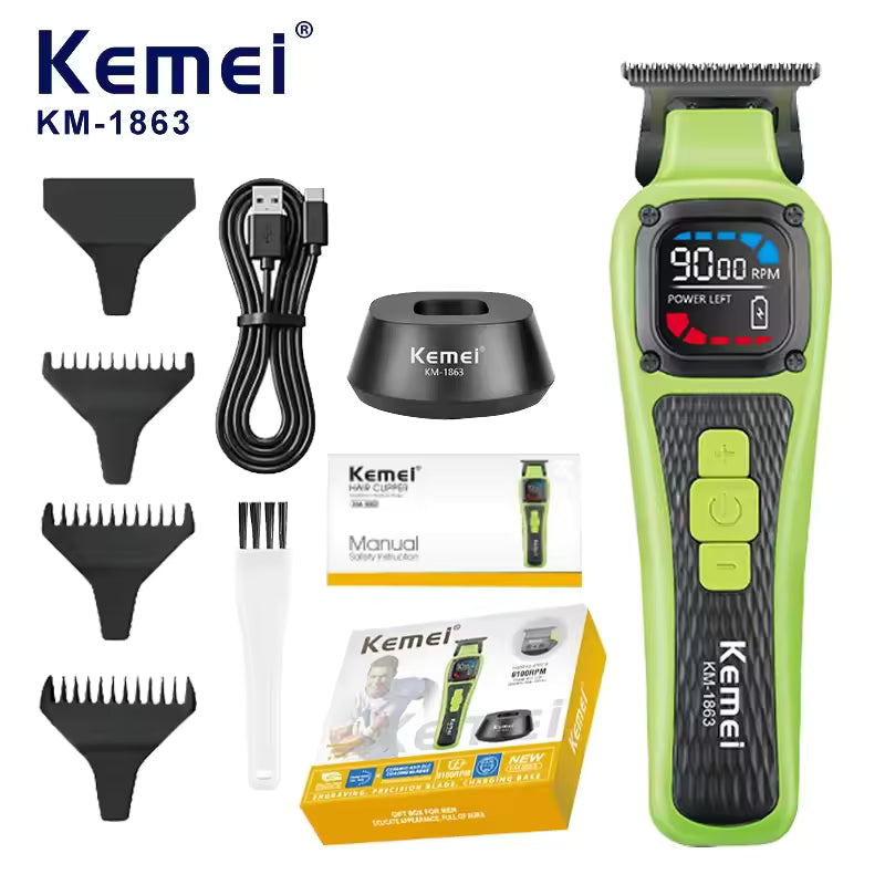 Kemei KM-1863 Professional Hair Clippers Set for Men Wireless Electric Hair Trimmer USB Rechargeable Portable Haircut Kit