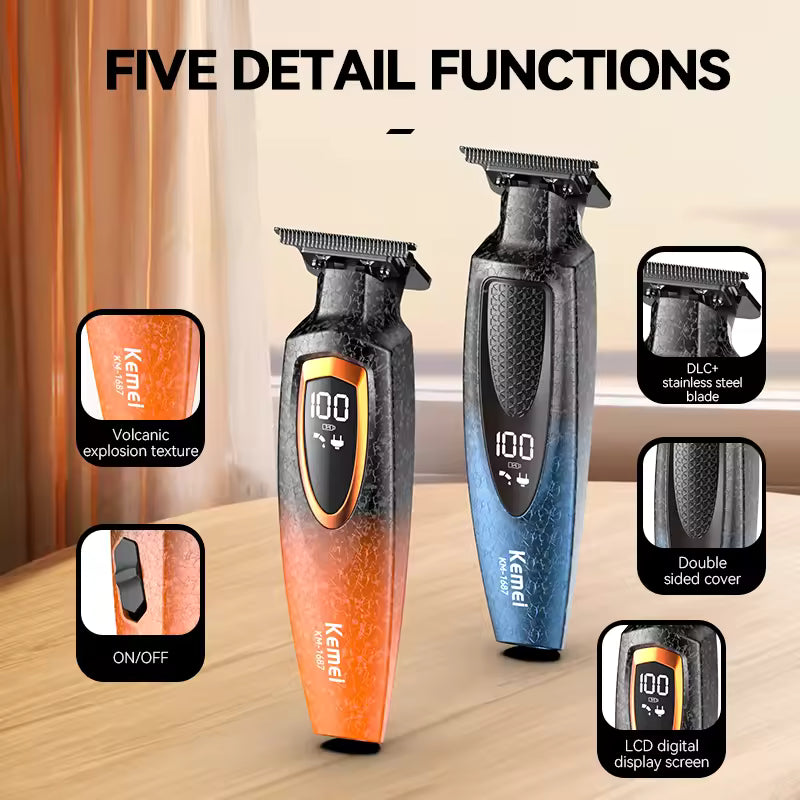 Kemei KM-1687 Electric Hair Cutting Machine Rechargeable Wireless Hair Clipper