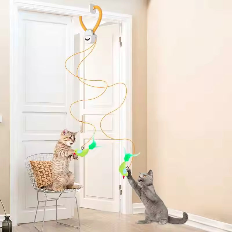 Cats Automatic Flying Bird Feather Wand Toy