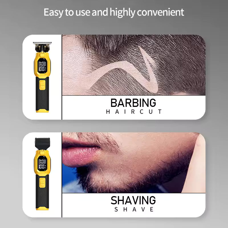 Kemei KM-1878 New Bumblebee Fashion Haircutting Scissors 3-in-1 Replaceable Cutter Head Electric Hair Clipper Carving Scissors