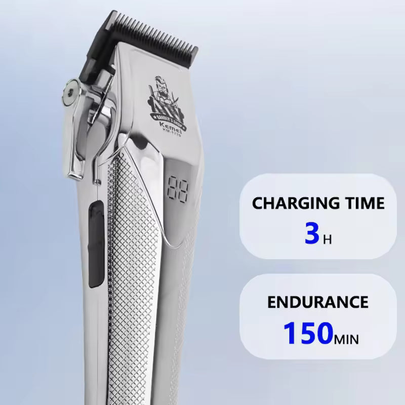 Kemei KM-1770 Electric Hair Clipper Man Professional Rechargeable Wireless Hair Cutting Machine Alloy Body Hair Trimmer Home Shaver
