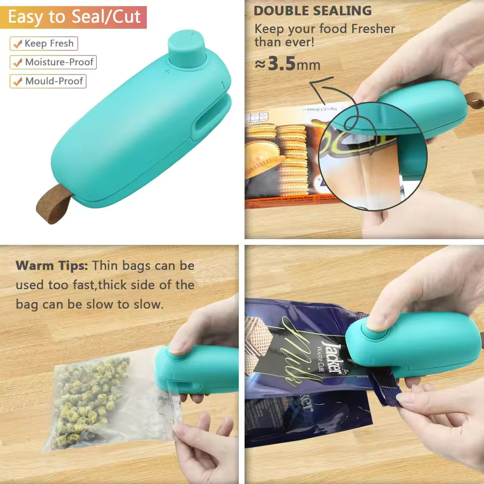 2-in-1 Mini Bag Heat Sealer – Portable & Easy to Use