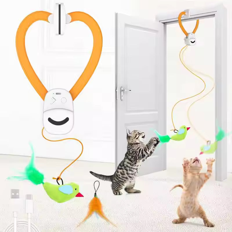 Cats Automatic Flying Bird Feather Wand Toy