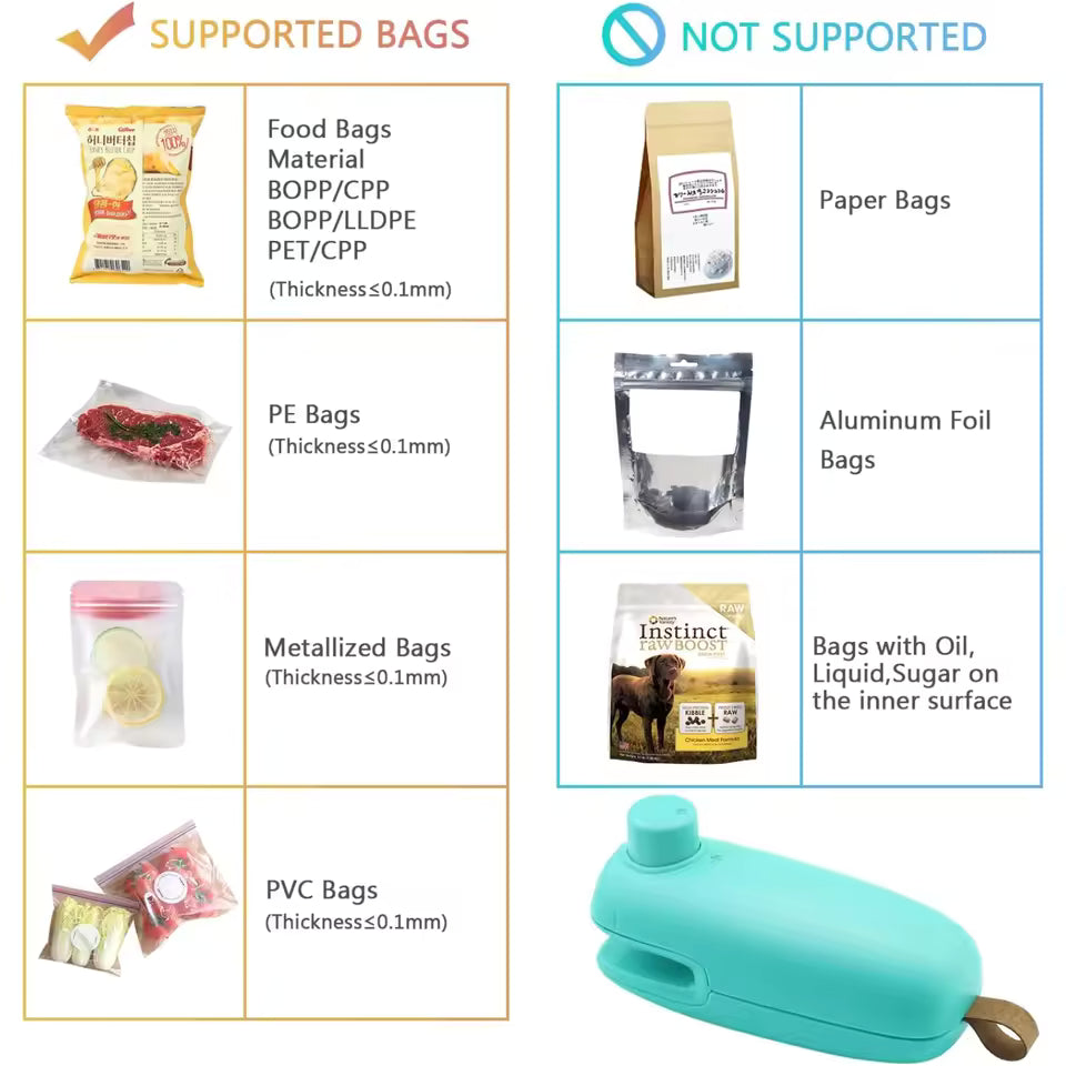 2-in-1 Mini Bag Heat Sealer – Portable & Easy to Use