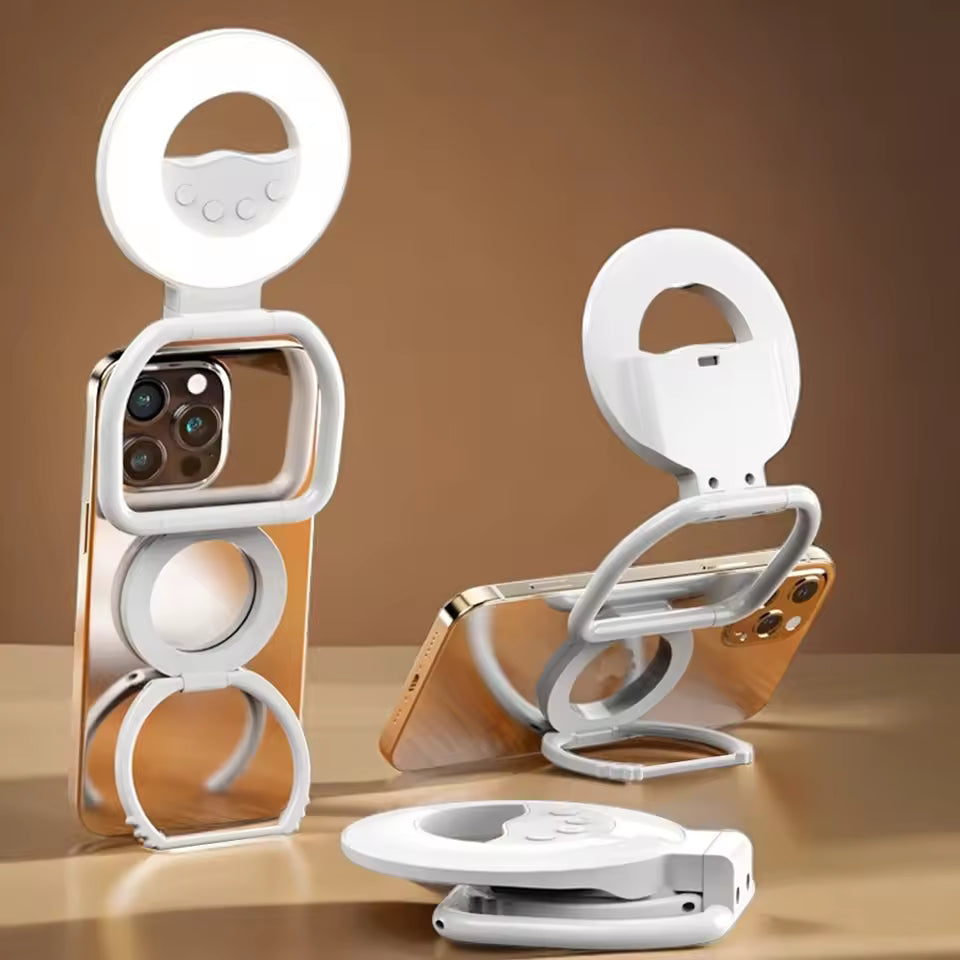 Foldable Magnetic Phone Stand with Fill Light