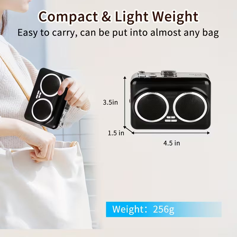🔊 Dual-Speaker Retro Cassette Player – Stereo Sound, Auto-Reverse & Tape-to-MP3 Conversion🎵