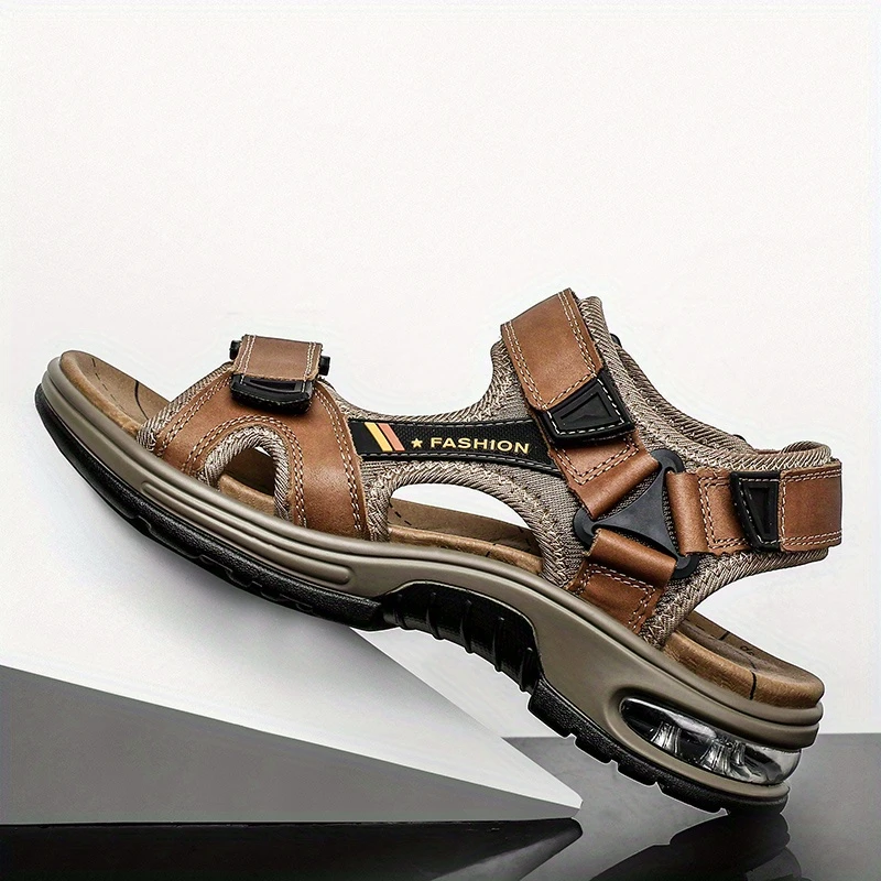 Men’s Orthopedic Air Cushion Sandals – Breathable Leather & All-Day Support