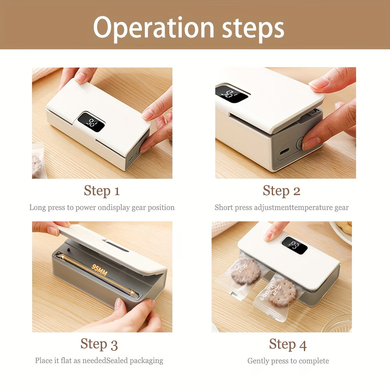 Portable kitchen food bag sealing machine