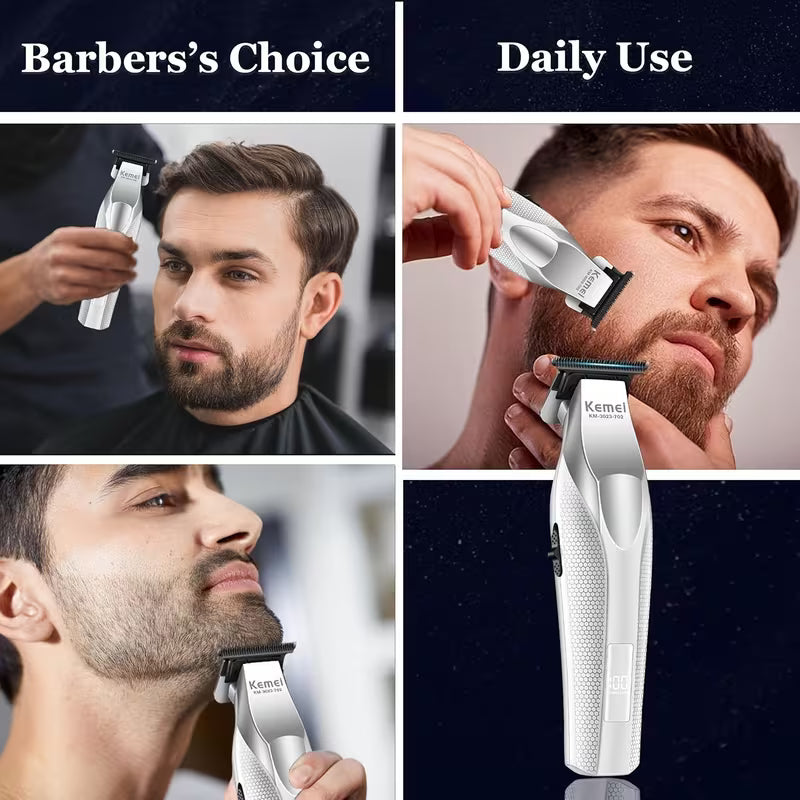 Kemei KM3023-702 Zero Gapped Cordless Hair Trimmer Professional Hair Clipper Men Barber Rechargeable Finish Hair Citing Machine