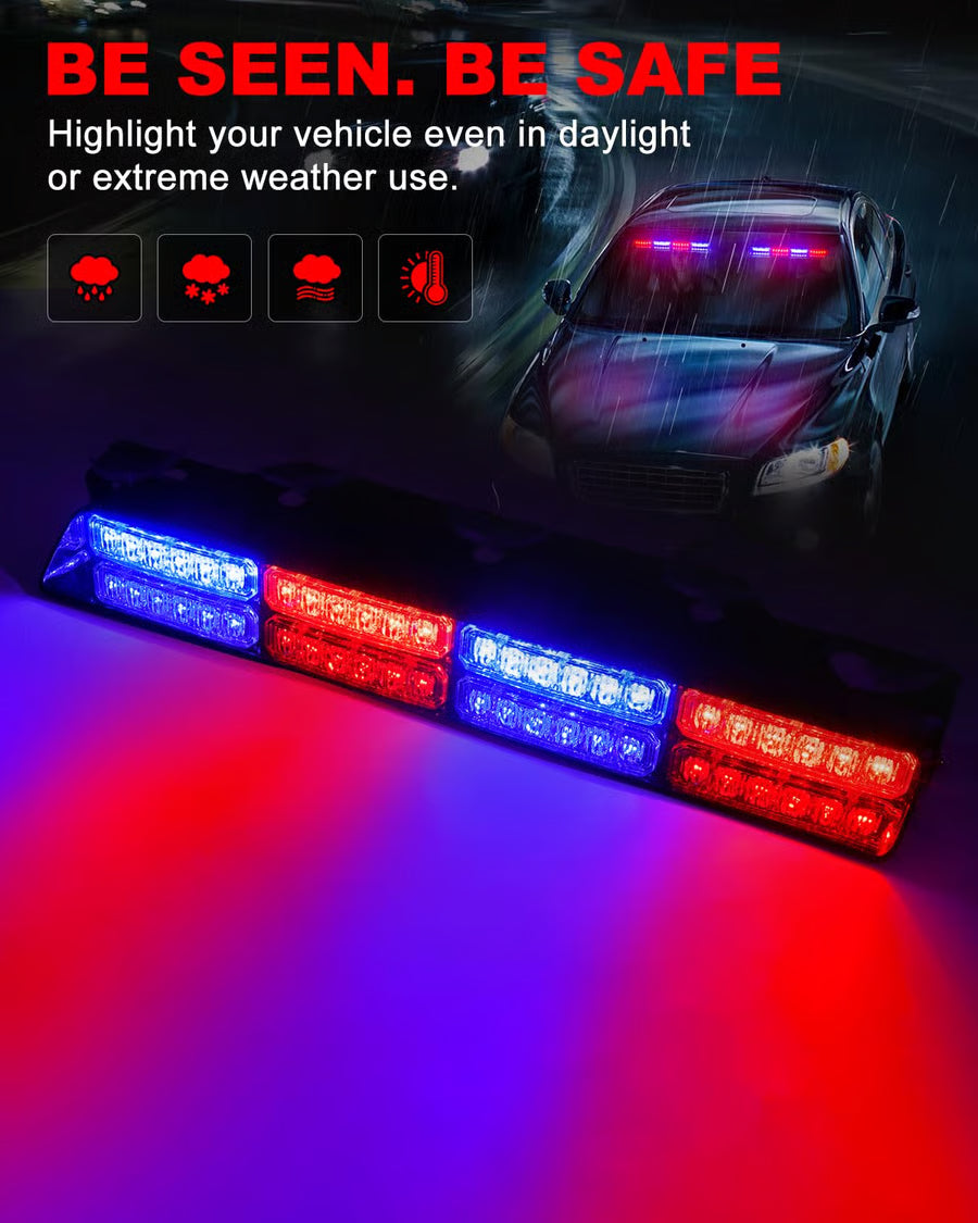 48-LED Emergency Dash Strobe Lights for Windshield