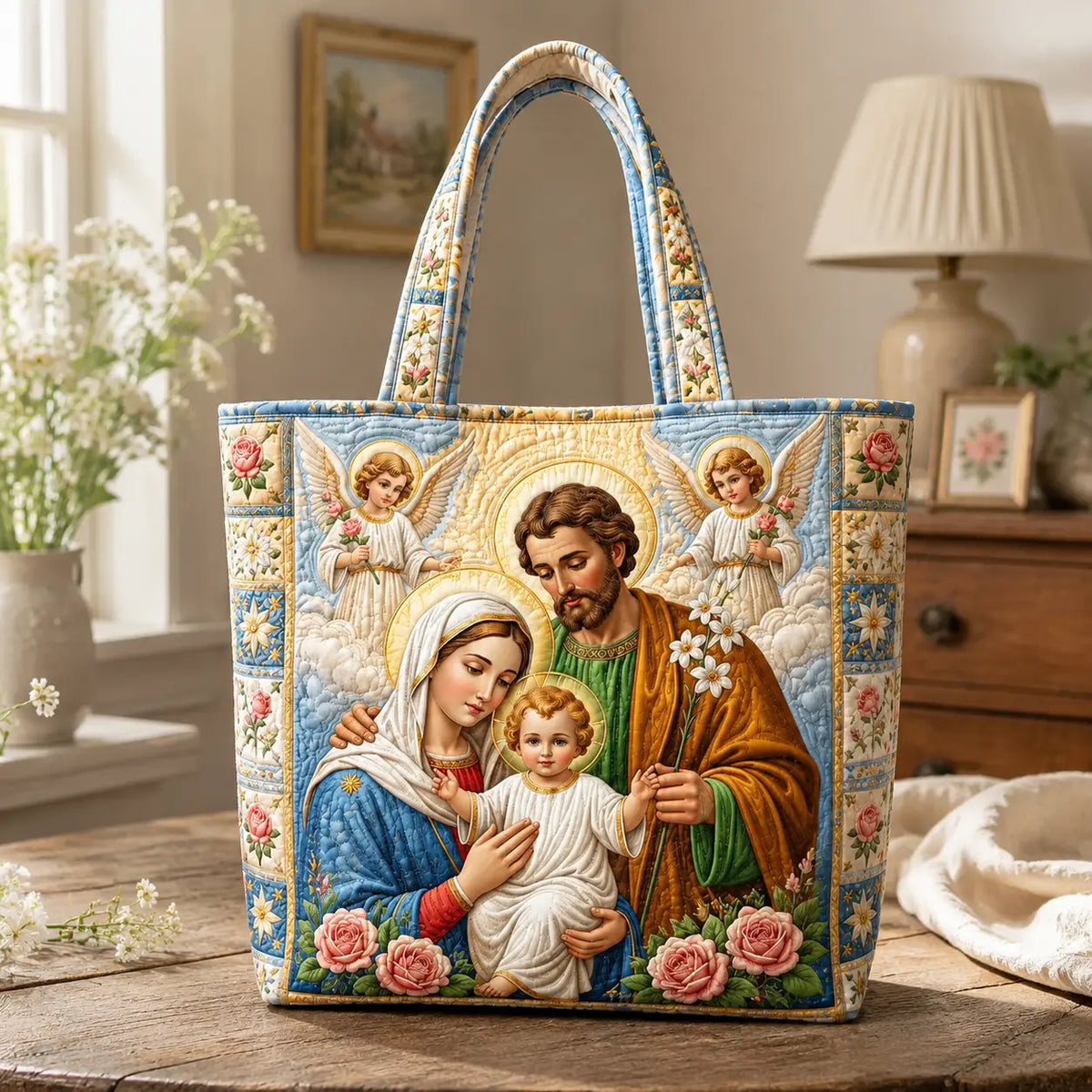 Nativity Blessings Quilted Tote Bag