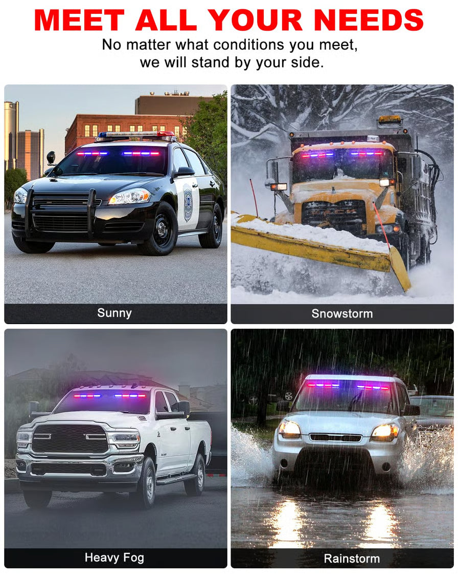 48-LED Emergency Dash Strobe Lights for Windshield