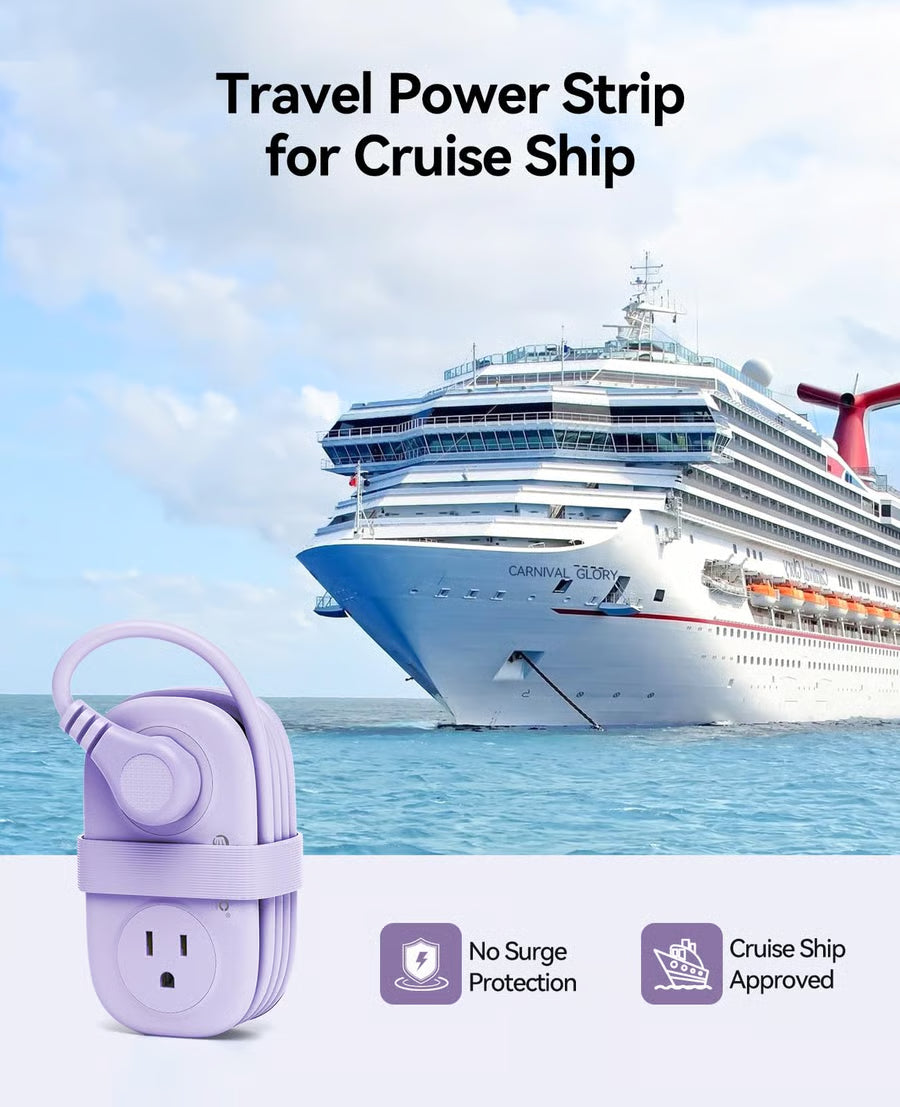 4FT Portable Power Strip – 4 AC Outlets for Travel