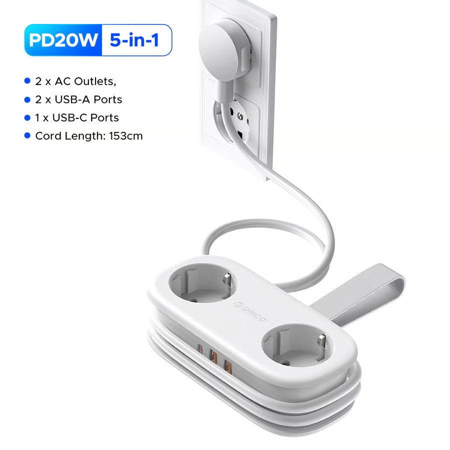 4FT Portable Power Strip – 4 AC Outlets for Travel