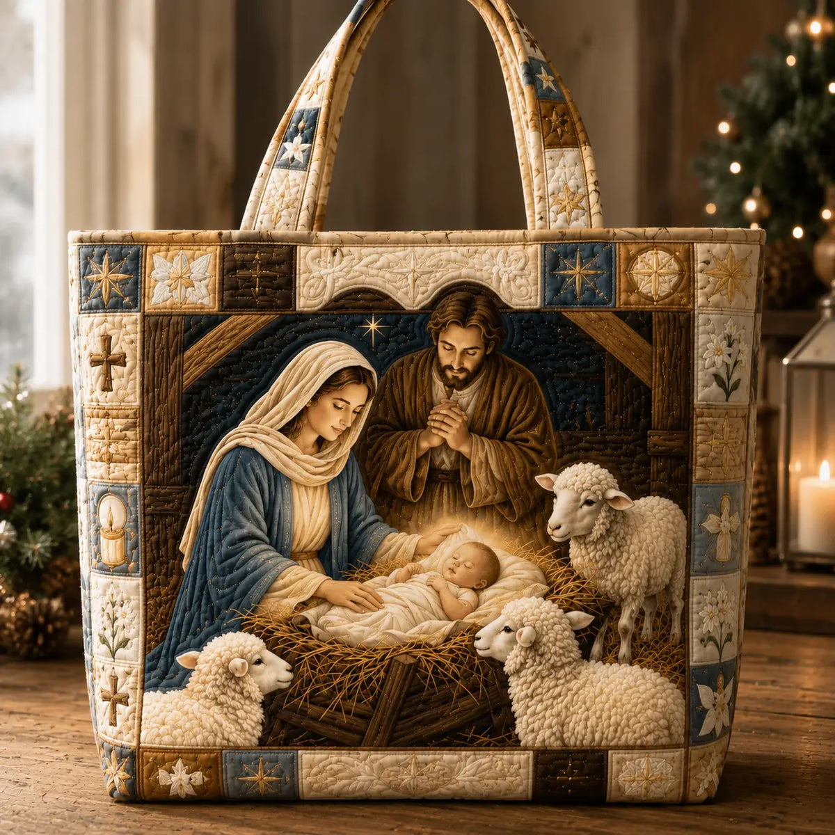 Nativity Blessings Quilted Tote Bag