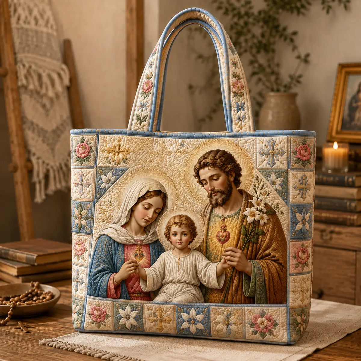 Nativity Blessings Quilted Tote Bag