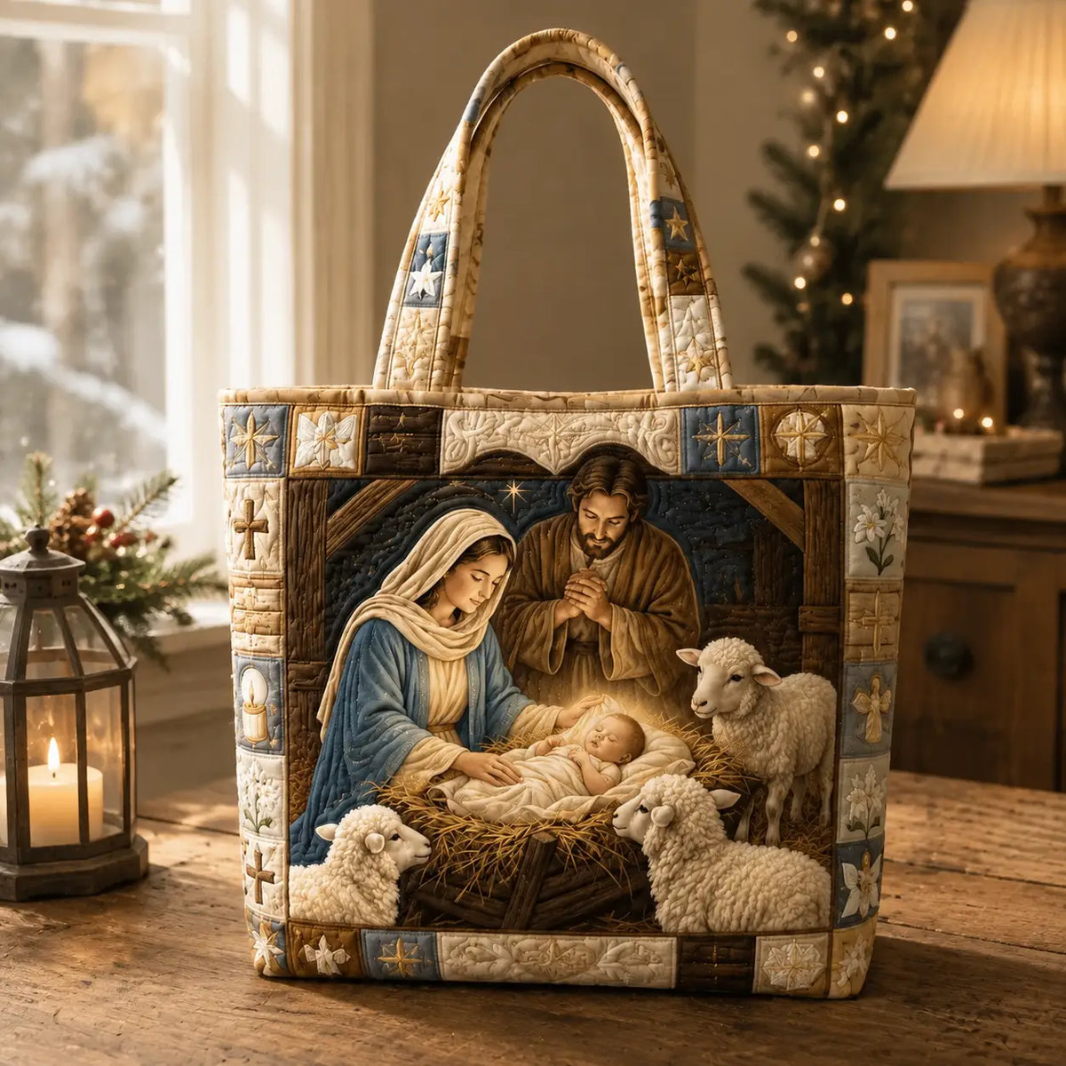 Nativity Blessings Quilted Tote Bag