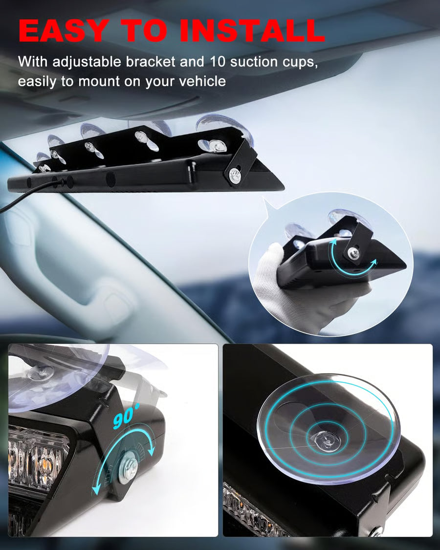 48-LED Emergency Dash Strobe Lights for Windshield