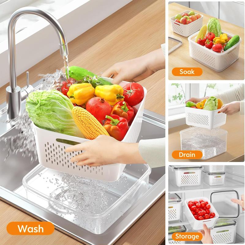 ✨Clear Food Storage Box with Drain Basket💧