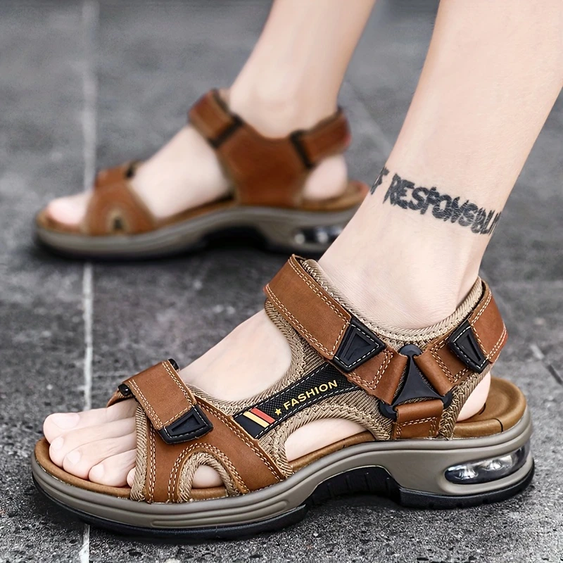 Men’s Orthopedic Air Cushion Sandals – Breathable Leather & All-Day Support