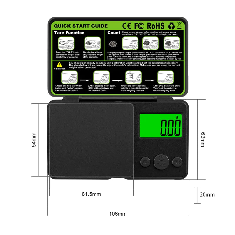 Top Flip  Precision Digital Pocket Scale (0.01g-1kg)
