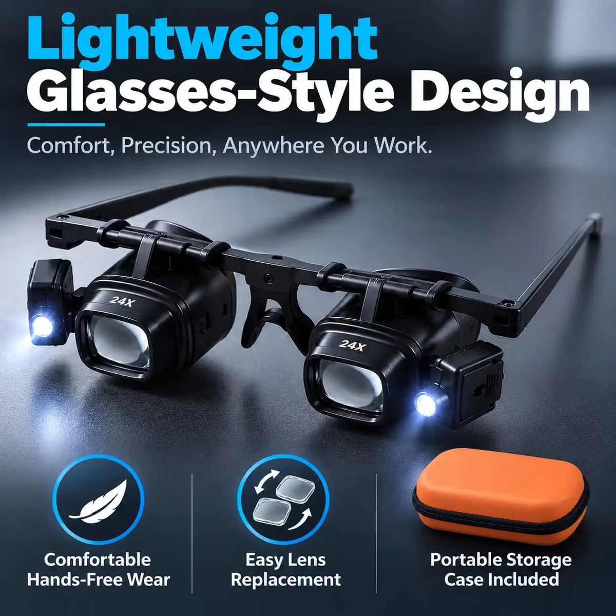 🔍LED Headband Magnifying Glass – Hands-Free Vision Aid for Reading, Crafts & Precision Work💡