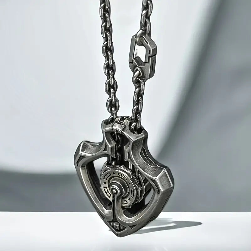 Mechanical Rotating Gear Pendant Necklace