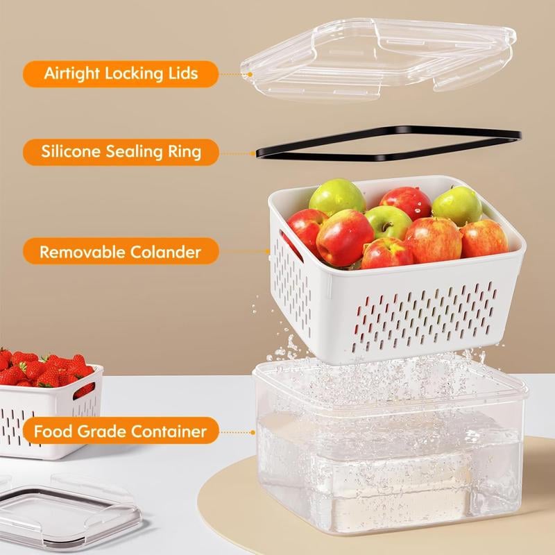 ✨Clear Food Storage Box with Drain Basket💧