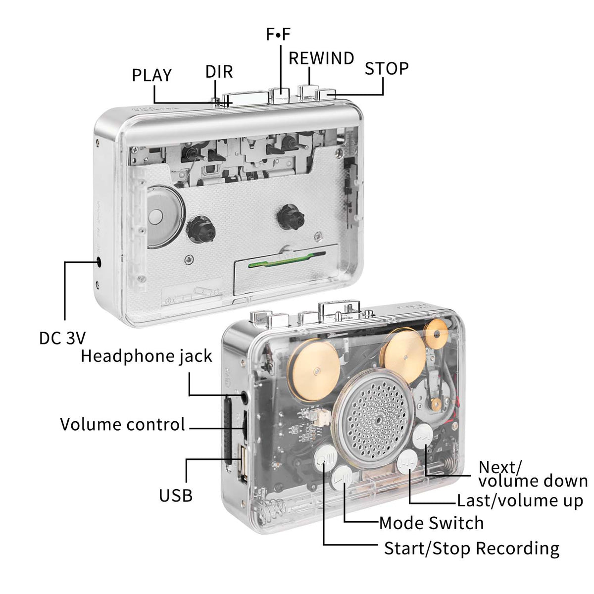 📼 Retro Portable Cassette Player — Bring Old Memories Back with Auto Reverse Playback, Stereo Sound & Tape-to-MP3 Conversion🎵