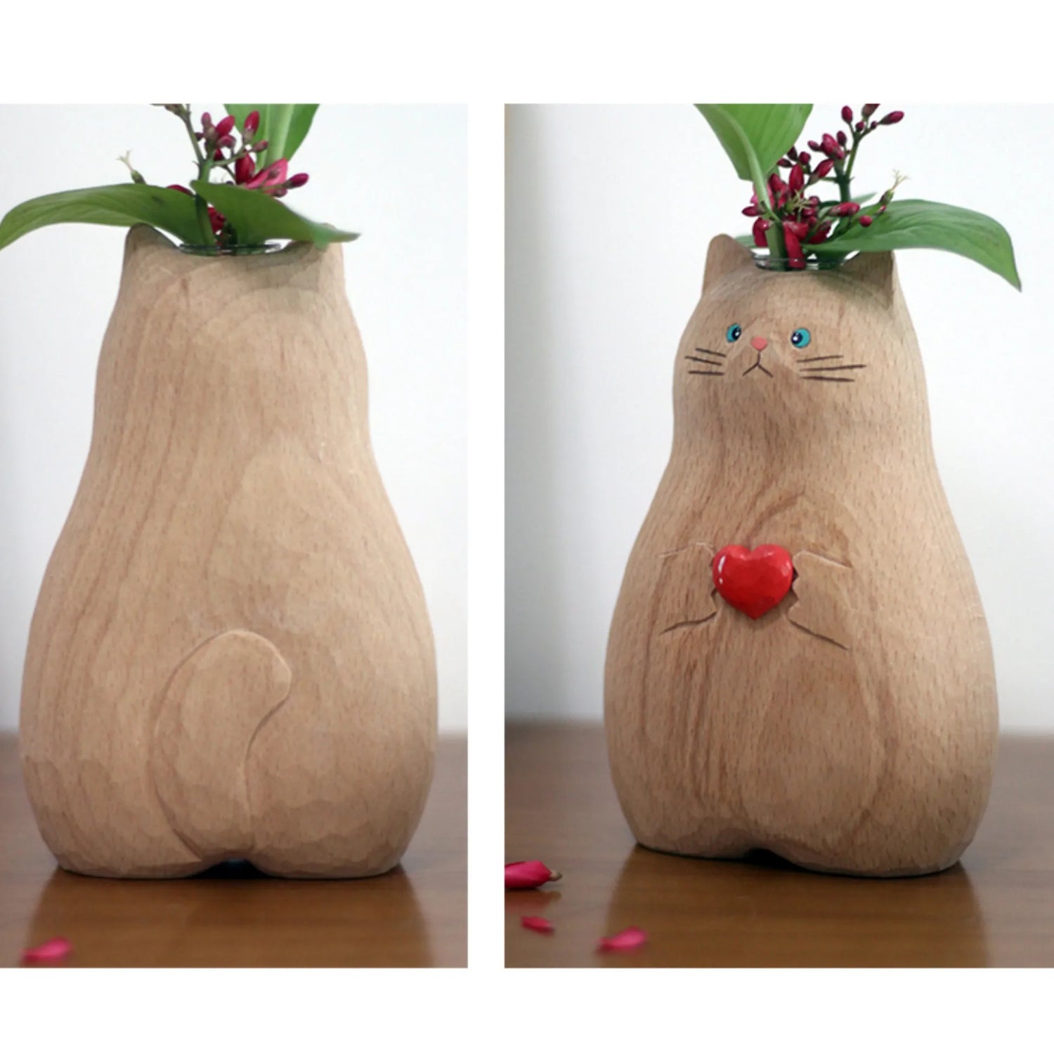 Unique Hand-Painted Cat Vase