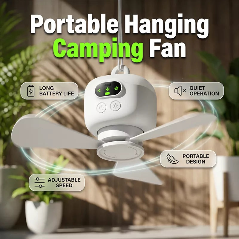 ⏳🔥LIMITED-TIME 50% OFF! 🌬️ 2-in-1 Rechargeable Camping Fan & LED Lantern ✨