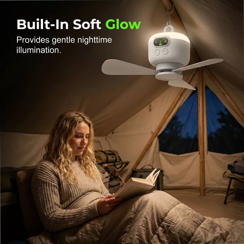 ⏳🔥LIMITED-TIME 50% OFF! 🌬️ 2-in-1 Rechargeable Camping Fan & LED Lantern ✨