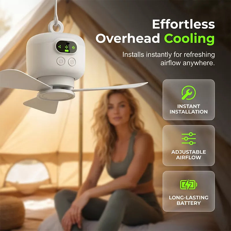 ⏳🔥LIMITED-TIME 50% OFF! 🌬️ 2-in-1 Rechargeable Camping Fan & LED Lantern ✨