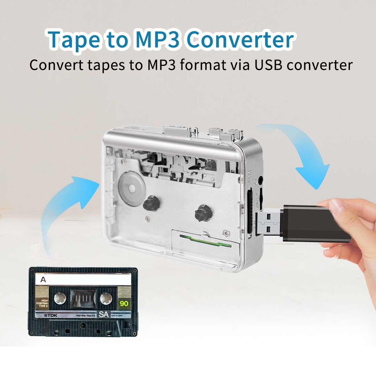 📼 Retro Portable Cassette Player — Bring Old Memories Back with Auto Reverse Playback, Stereo Sound & Tape-to-MP3 Conversion🎵